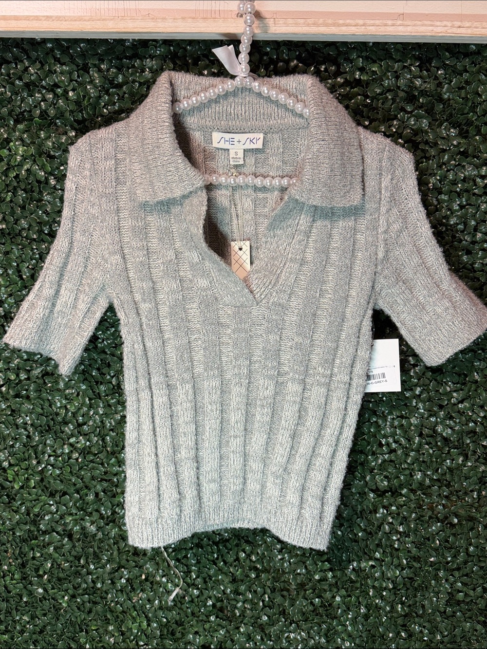 She + Sky  Ribbed Short-Sleeve Sweater Top - Picture 3 of 4
